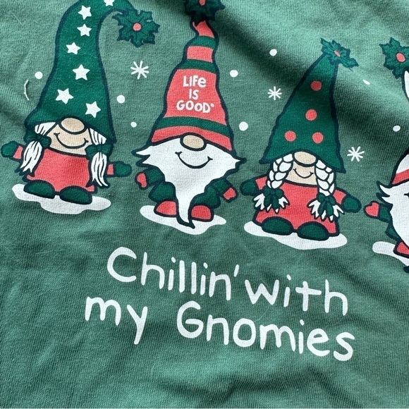 Life is Good kids medium chillin with my gnomes holiday Christmas long sleeve t - Picture 2 of 4